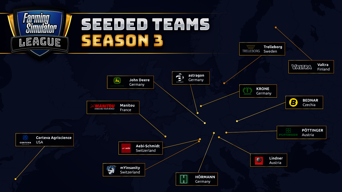 Weltkarte mit Herkunftsländern der FSL Seeded Teams